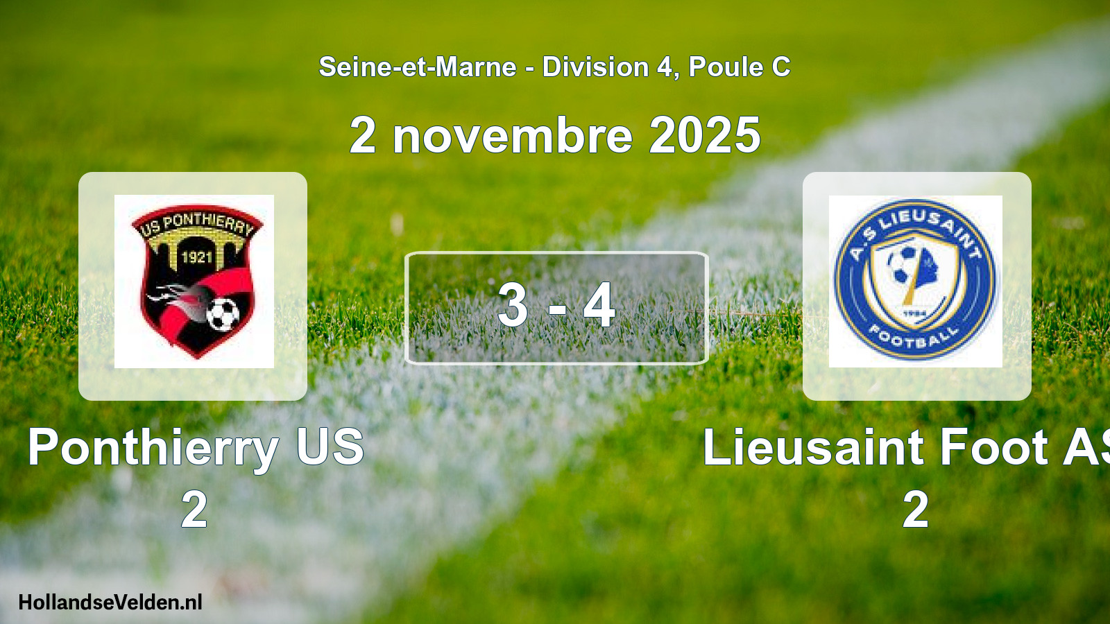 Gespeelde wedstrijd: Ponthierry US 2 - Lieusaint Foot AS 2 3 - 4 (2 november 2025)
