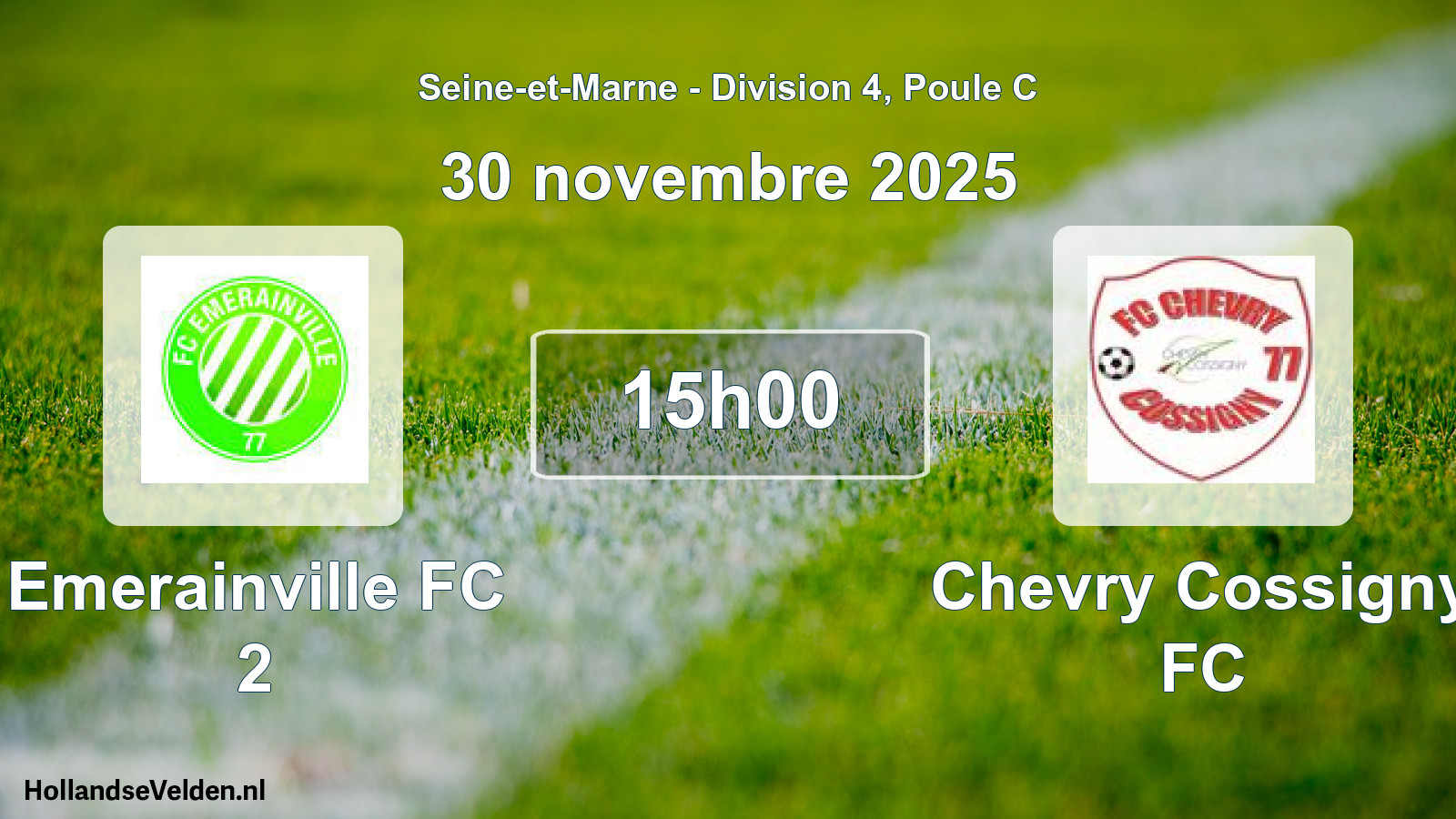 Match programmé: Emerainville FC 2 - Chevry Cossigny FC (30 novembre 2025)