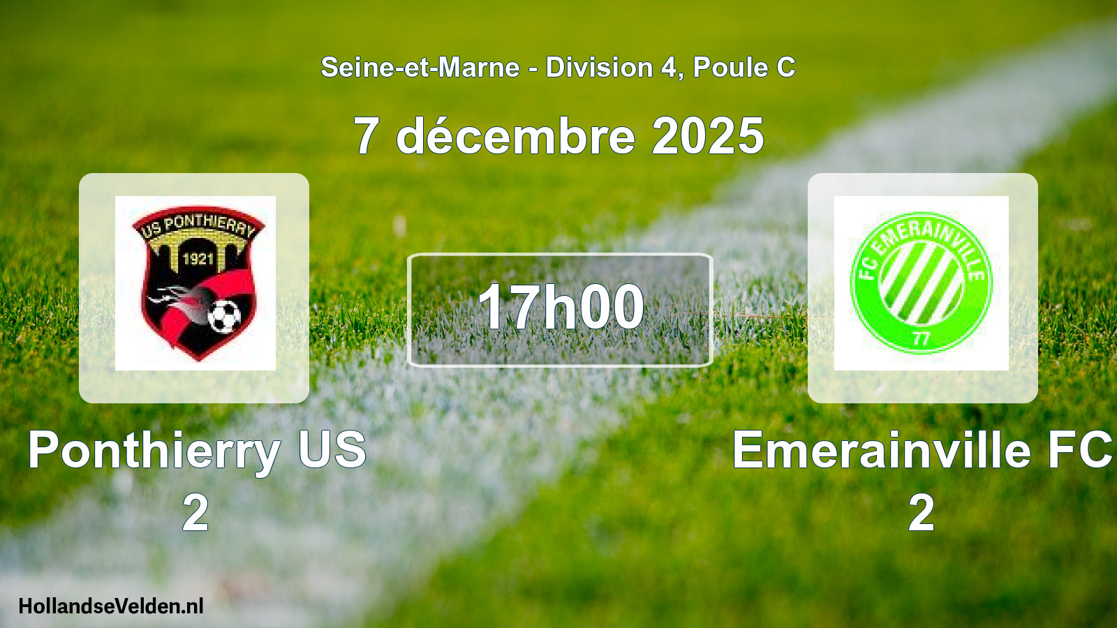 Match programmé: Ponthierry US 2 - Emerainville FC 2 (7 décembre 2025)