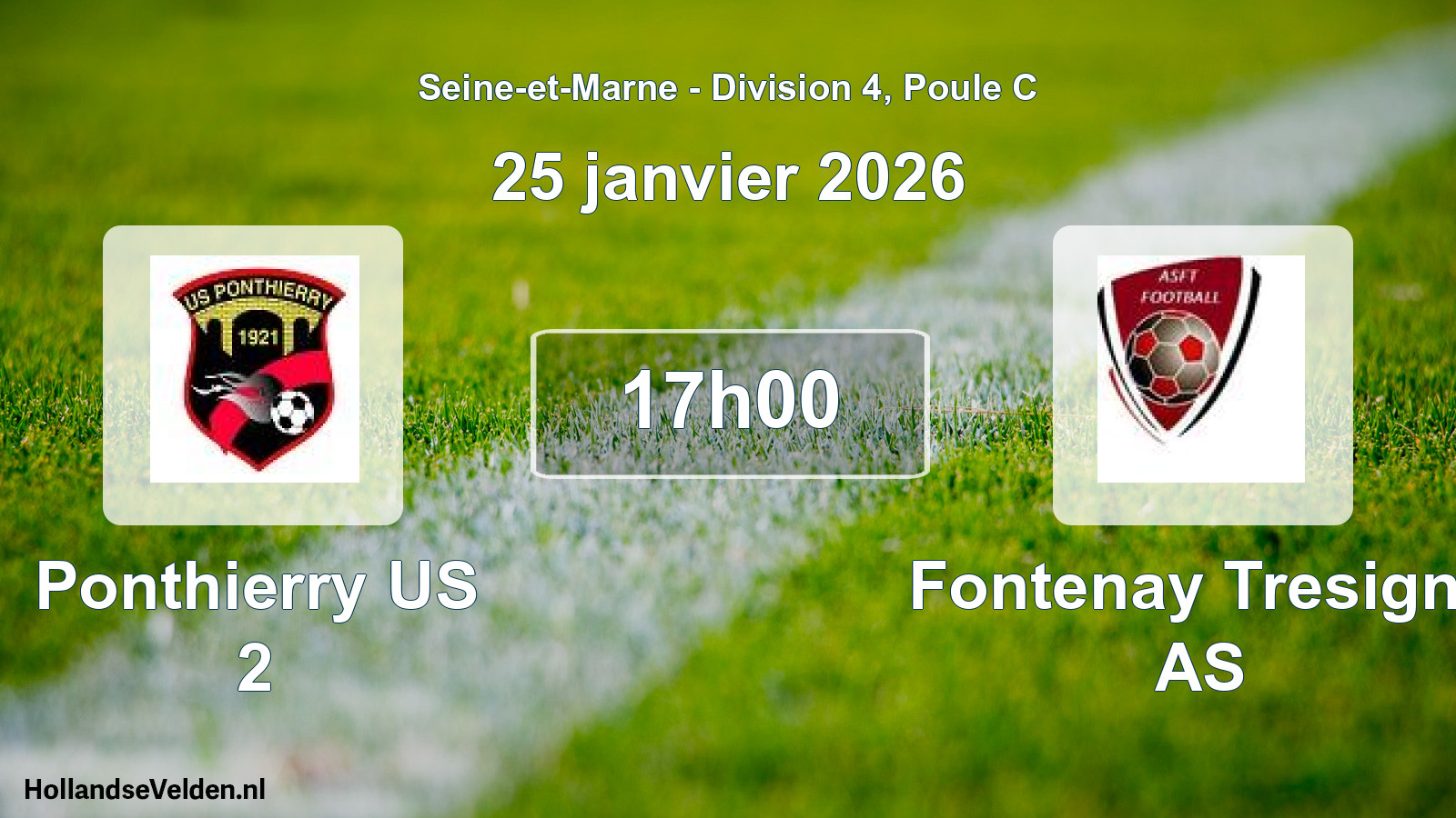 Scheduled Match: Ponthierry US 2 - Fontenay Tresigny AS (25 January 2026)