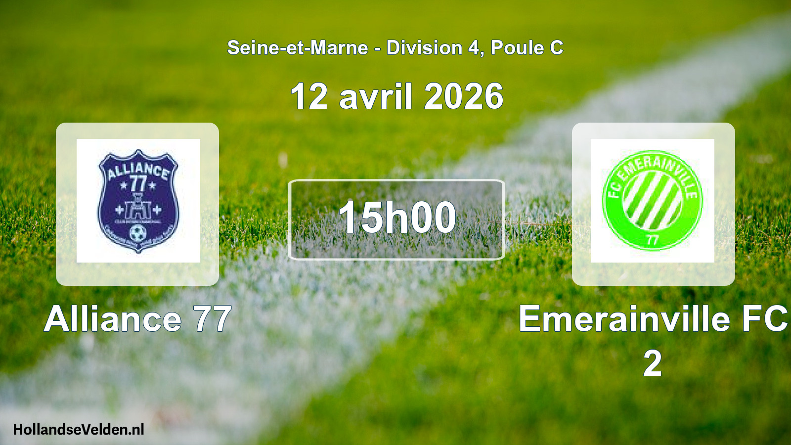 Match programmé: Alliance 77 - Emerainville FC 2 (12 avril 2026)