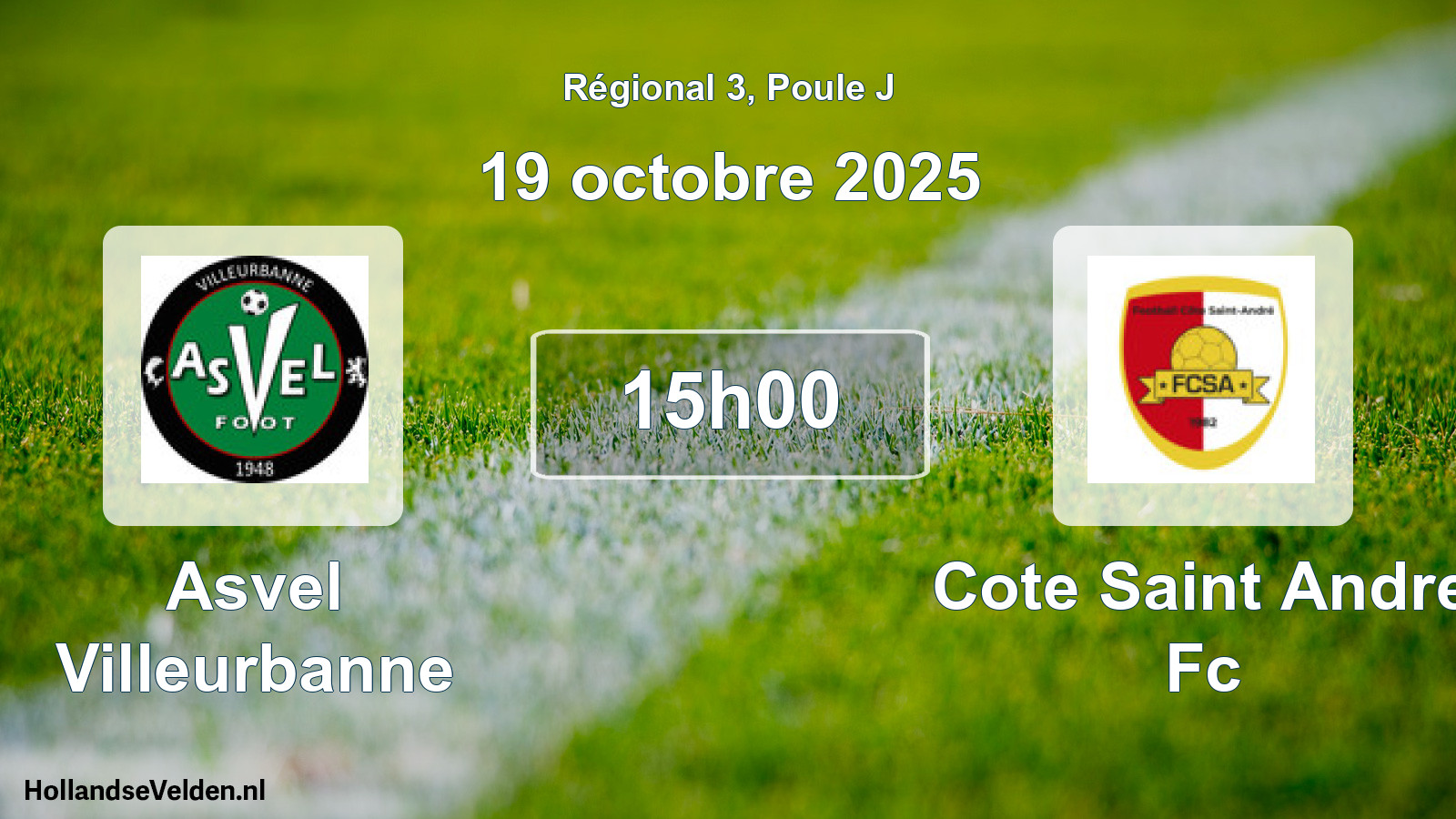 Geplande wedstrijd: Asvel Villeurbanne - Cote Saint Andre Fc (19 oktober 2025)
