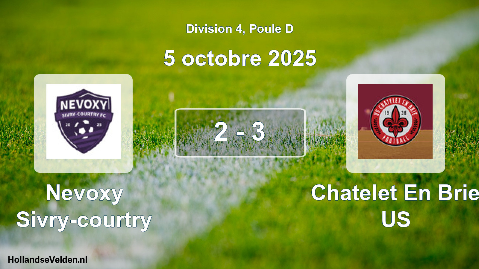 Match joué: Nevoxy Sivry-courtry - Chatelet En Brie US 2 - 3 (5 octobre 2025)