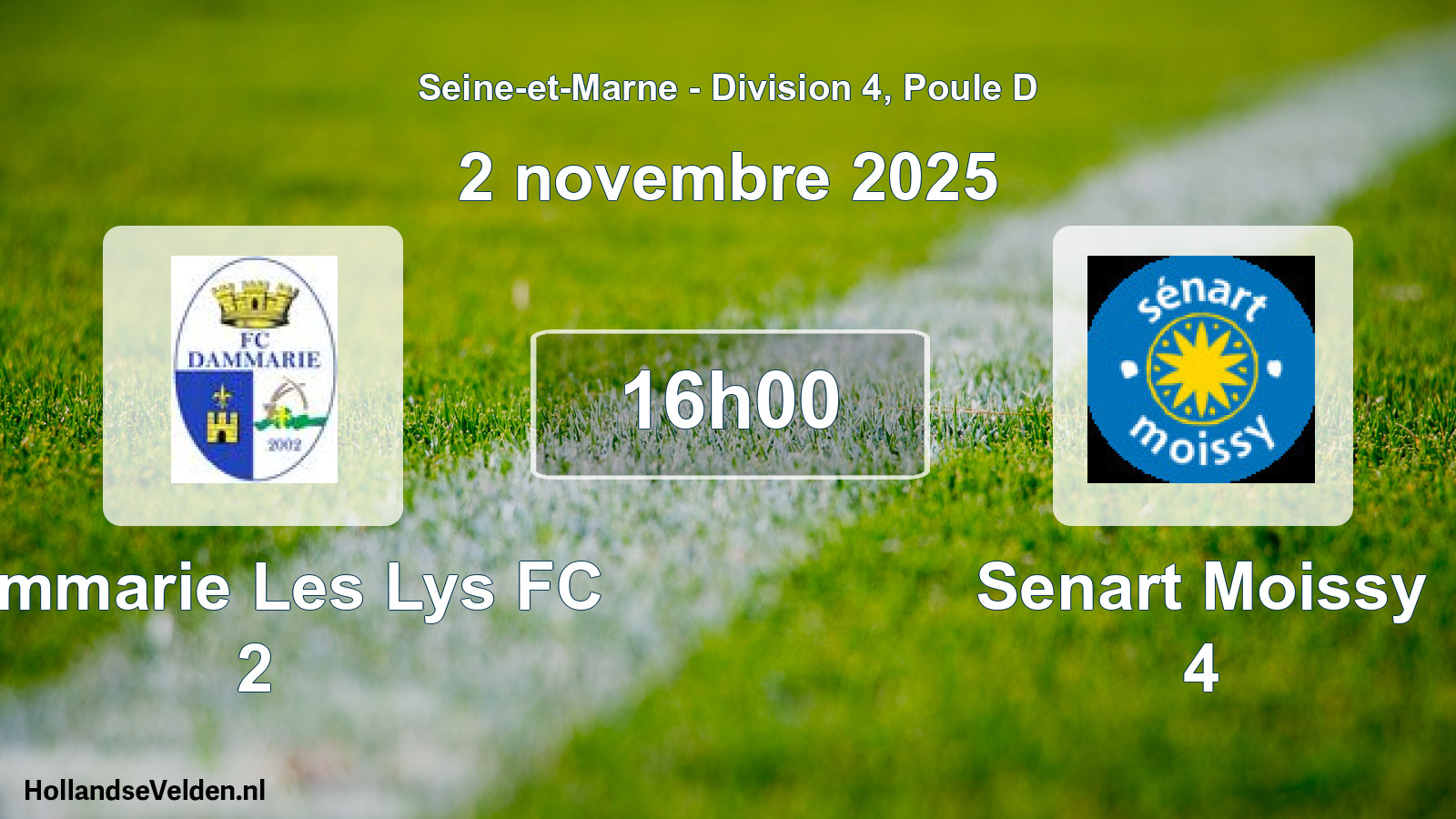 Scheduled Match: Dammarie Les Lys FC 2 - Senart Moissy 4 (2 November 2025)