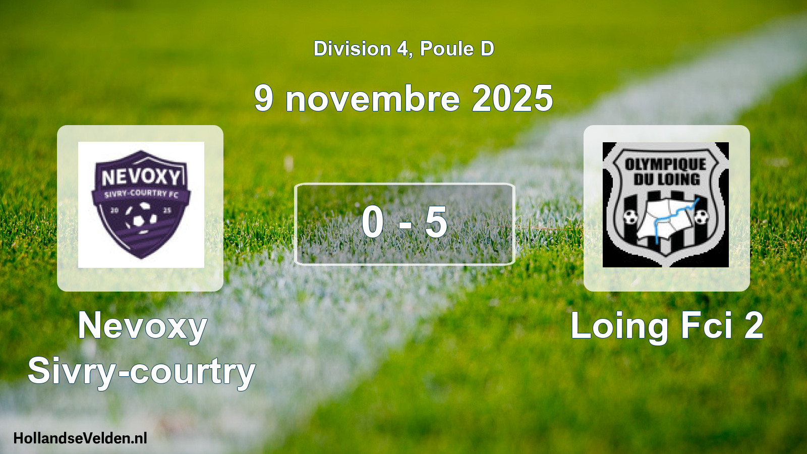 Match joué: Nevoxy Sivry-courtry - Loing Fci 2 0 - 5 (9 novembre 2025)