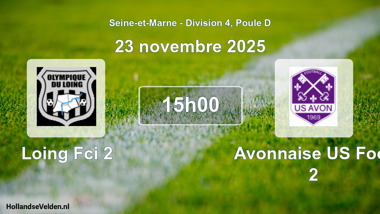 Geplande wedstrijd: Loing Fci 2 - Avonnaise US Foot 2 (23 november 2025)