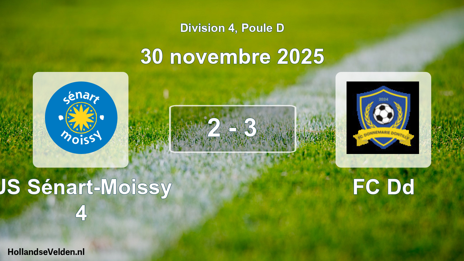 Match joué: US Sénart-Moissy 4 - FC Dd 2 - 3 (30 novembre 2025)