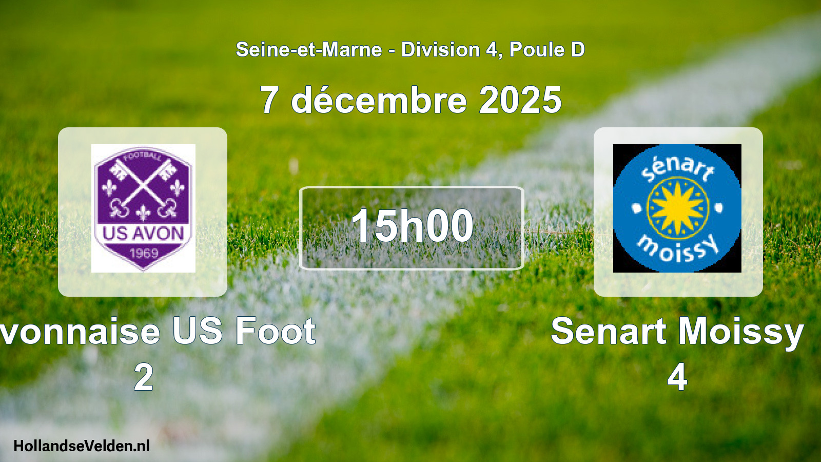 Match programmé: Avonnaise US Foot 2 - Senart Moissy 4 (7 décembre 2025)