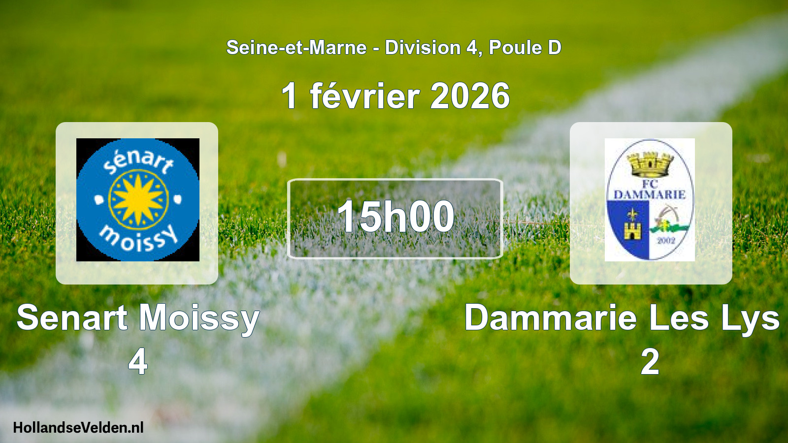 Scheduled Match: Senart Moissy 4 - Dammarie Les Lys FC 2 (1 February 2026)