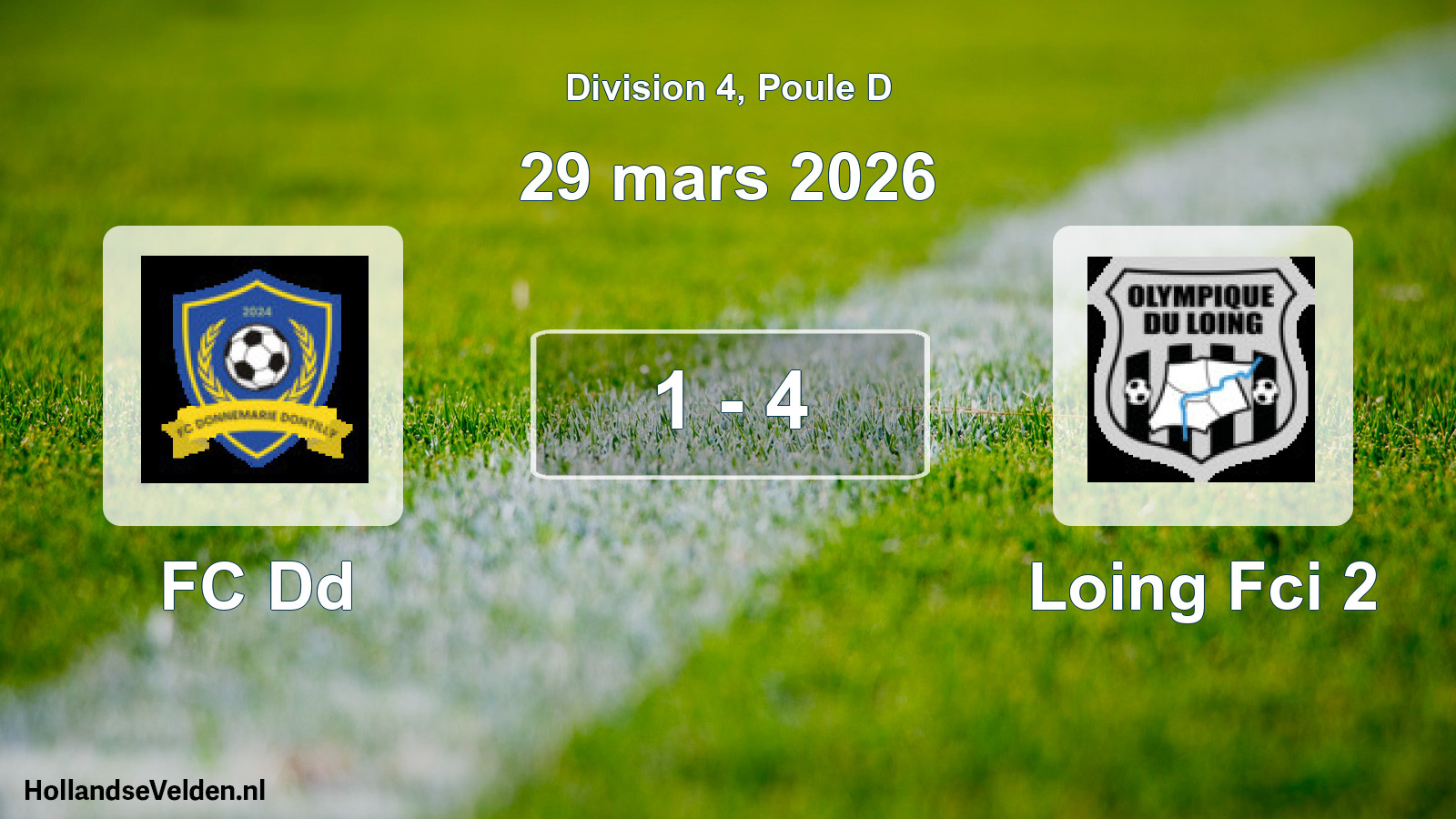 Match joué: FC Dd - Loing Fci 2 1 - 4 (29 mars 2026)