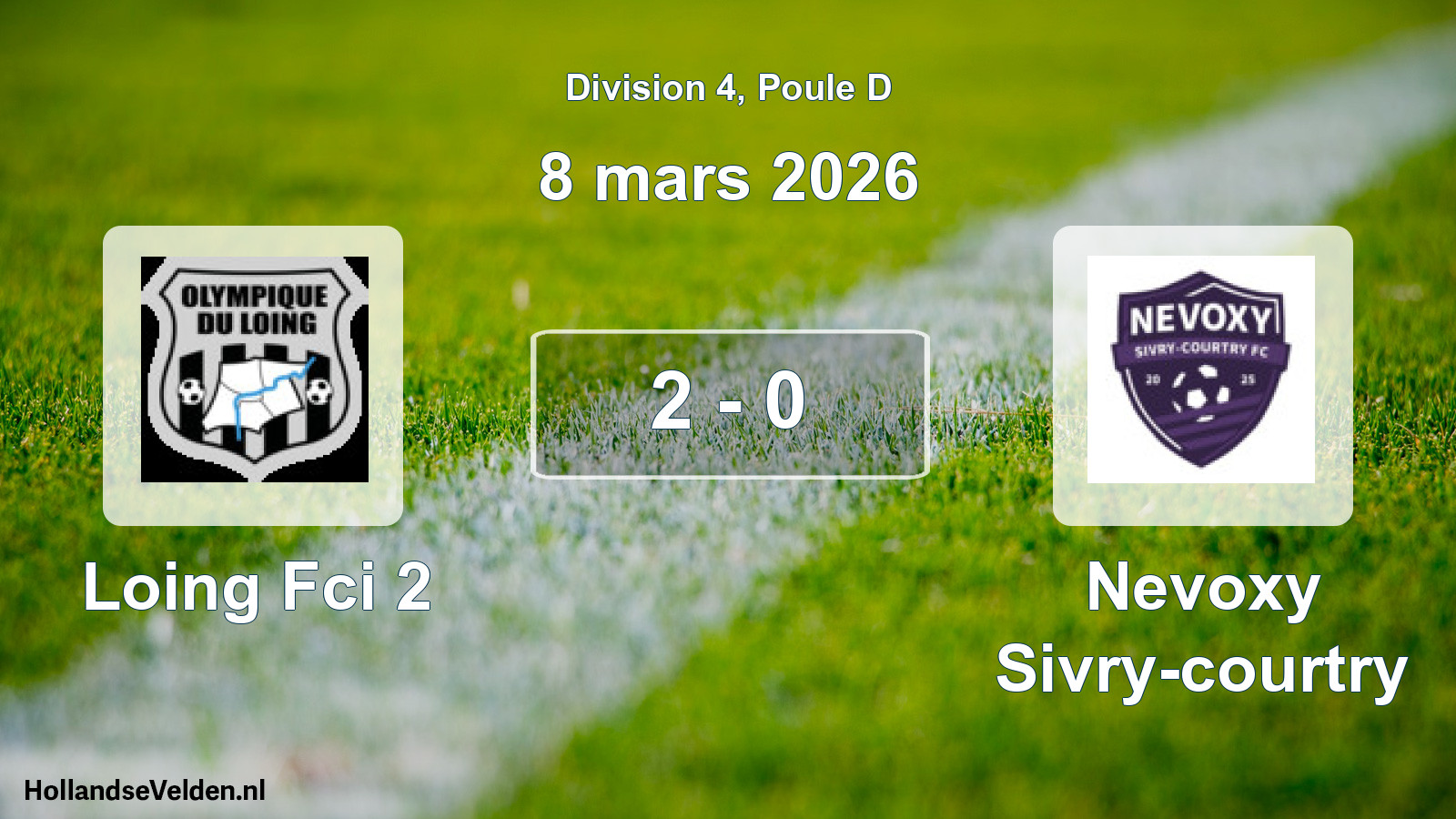 Gespeelde wedstrijd: Loing Fci 2 - Nevoxy Sivry-courtry 2 - 0 (8 maart 2026)