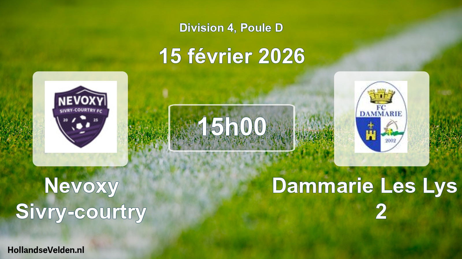 Match programmé: Nevoxy Sivry-courtry - Dammarie Les Lys FC 2 (15 février 2026)