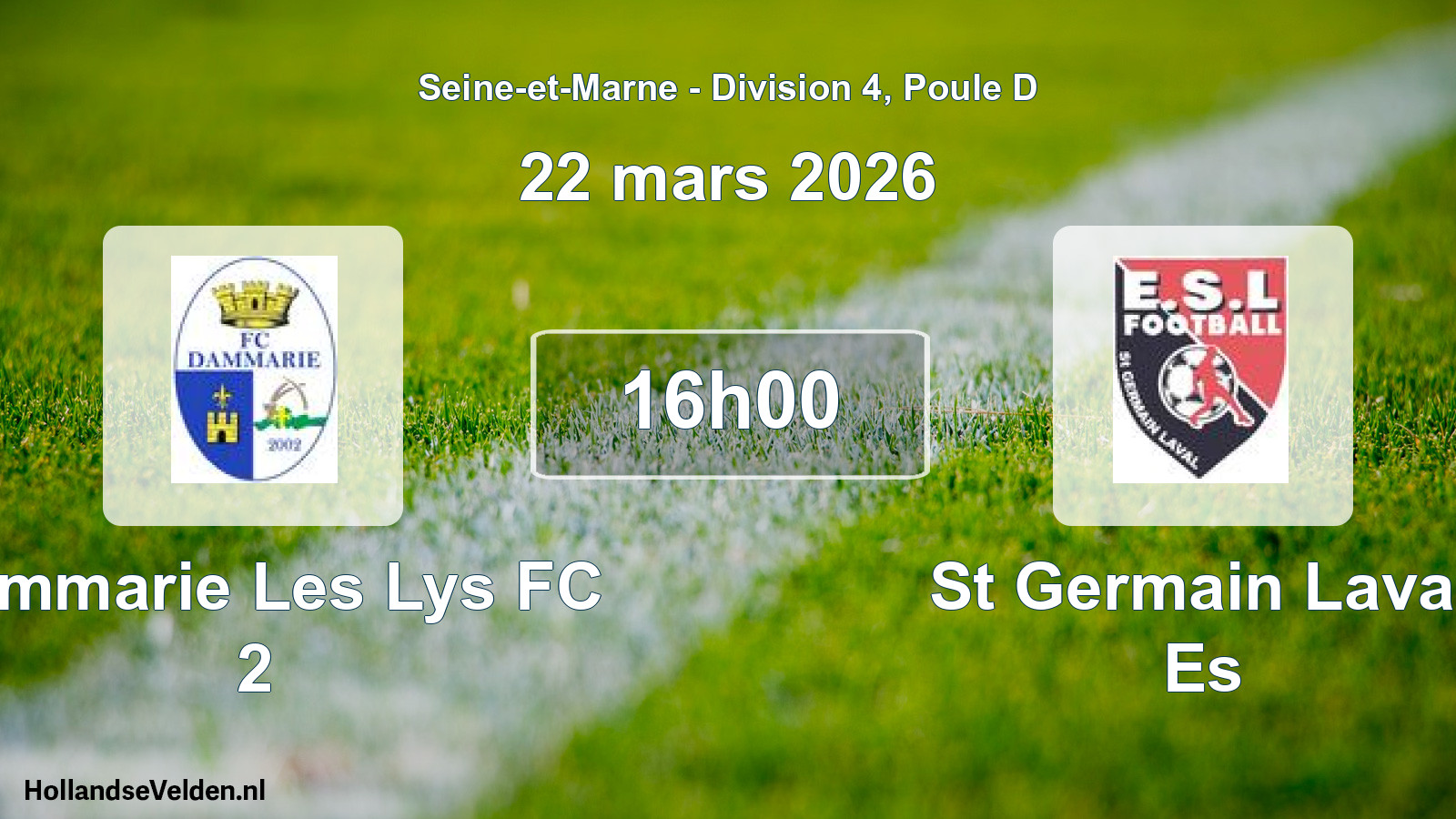 Match programmé: Dammarie Les Lys FC 2 - St Germain Laval Es (22 mars 2026)