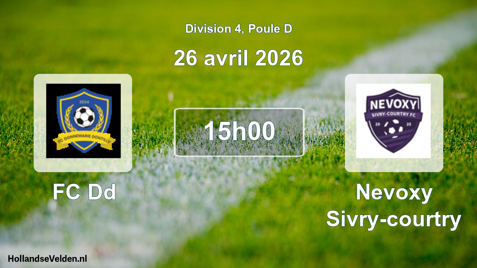 Match programmé: FC Dd - Nevoxy Sivry-courtry (26 avril 2026)