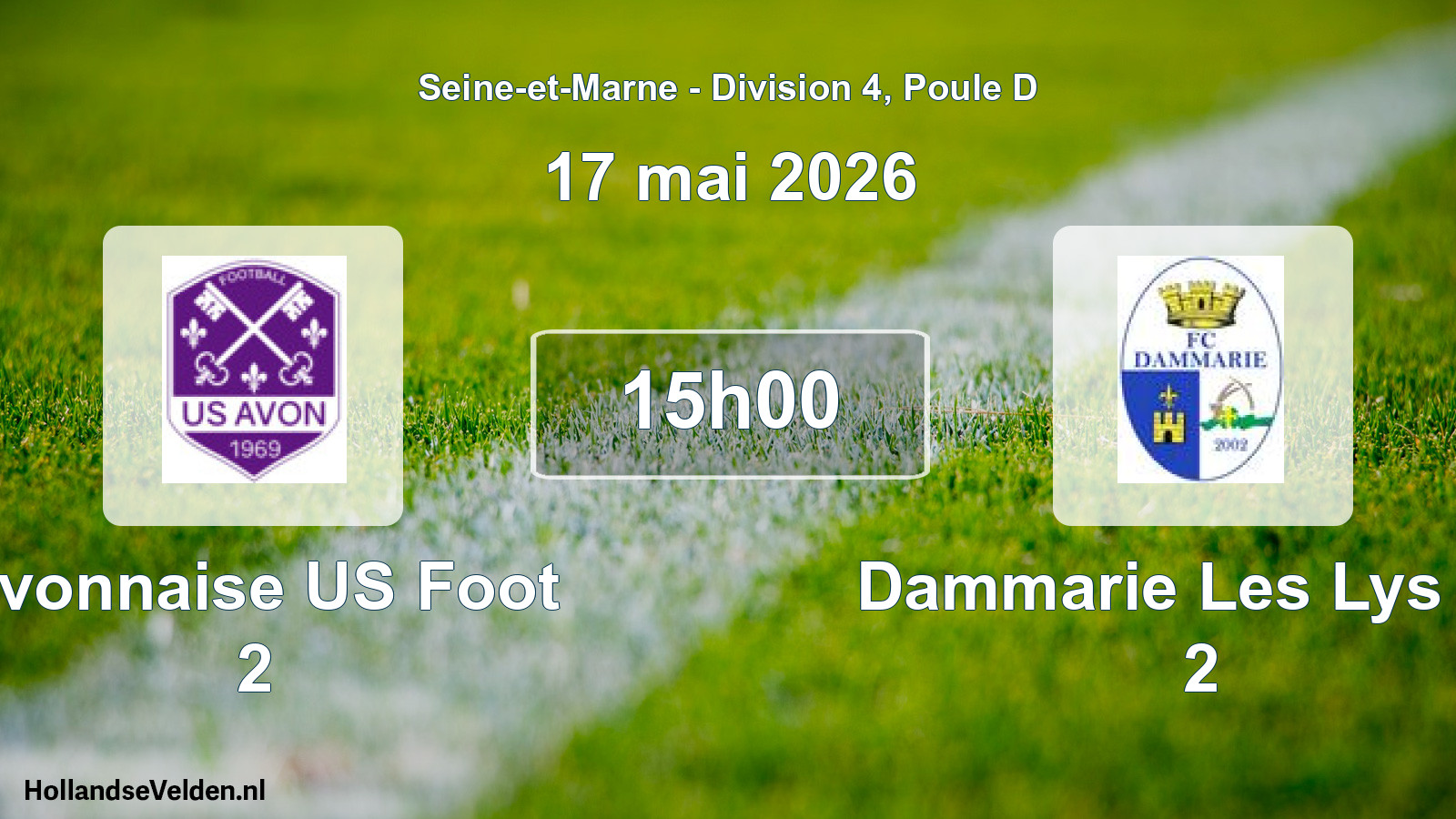 Match programmé: Avonnaise US Foot 2 - Dammarie Les Lys FC 2 (17 mai 2026)