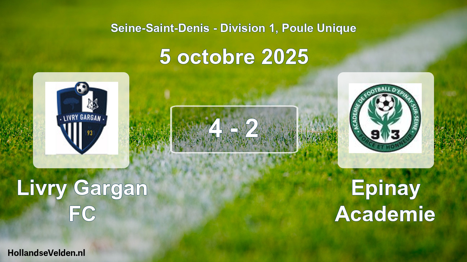 Match joué: Livry Gargan FC - Epinay Academie 4 - 2 (5 octobre 2025)