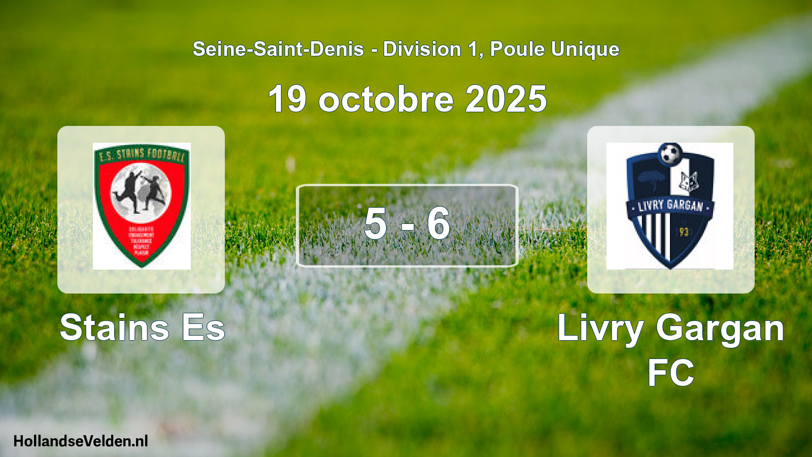 Match joué: Stains Es - Livry Gargan FC 5 - 6 (19 octobre 2025)