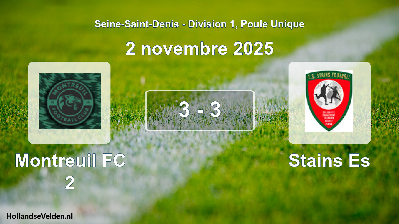 Match joué: Montreuil FC 2 - Stains Es 3 - 3 (2 novembre 2025)