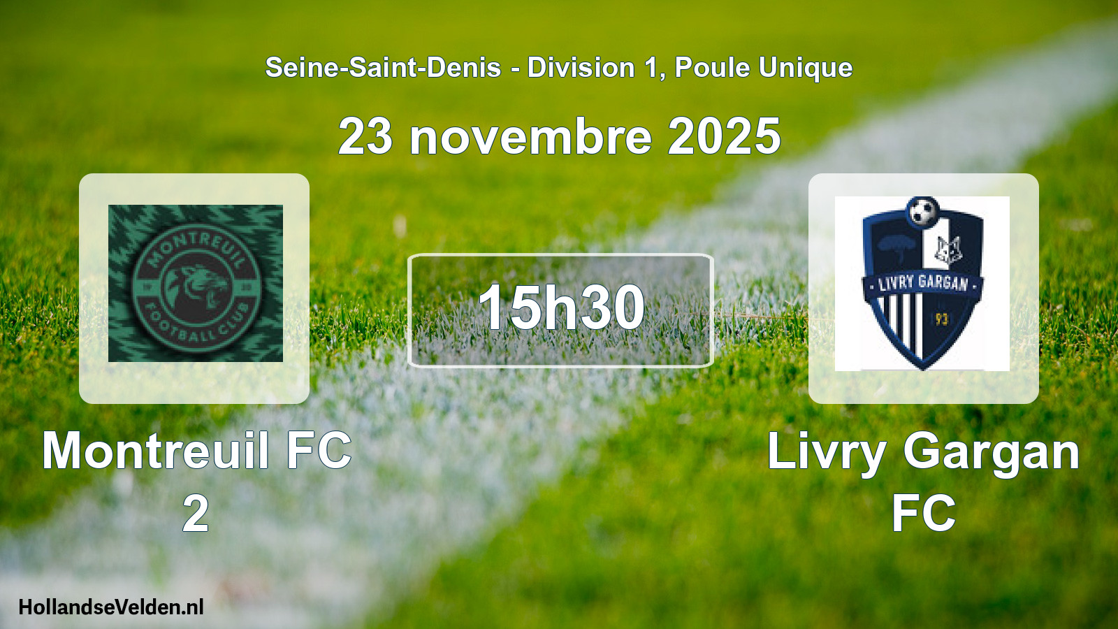 Match programmé: Montreuil FC 2 - Livry Gargan FC (23 novembre 2025)