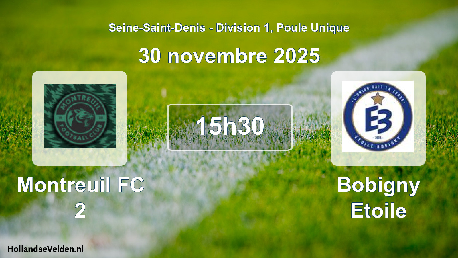 Match programmé: Montreuil FC 2 - Bobigny Etoile (30 novembre 2025)