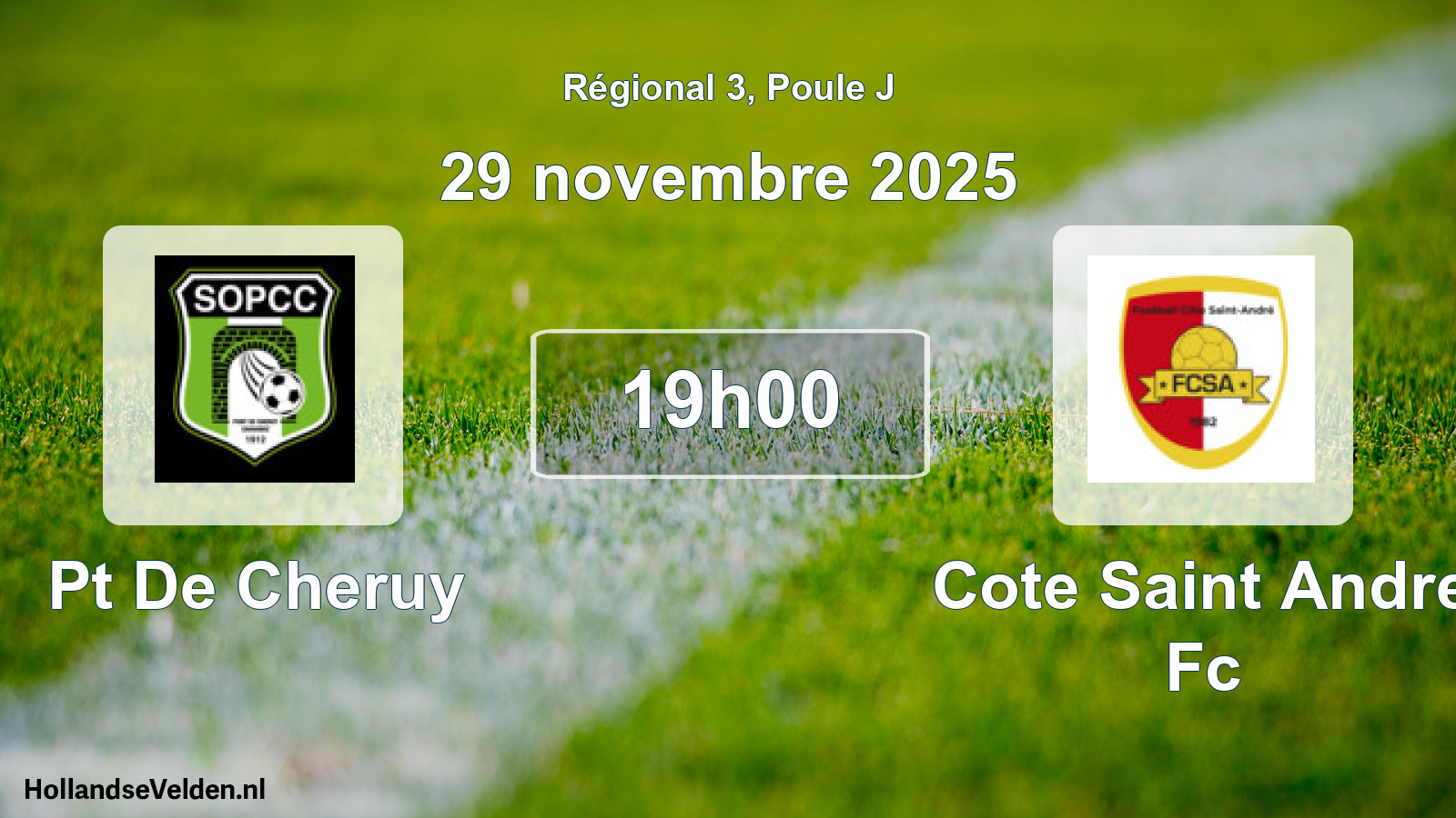 Geplande wedstrijd: Pt De Cheruy - Cote Saint Andre Fc (29 novembre 2025)
