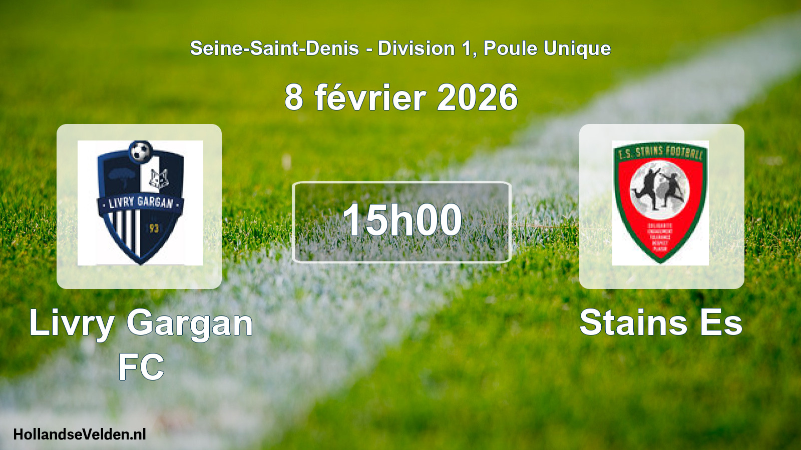 Match programmé: Livry Gargan FC - Stains Es (8 février 2026)