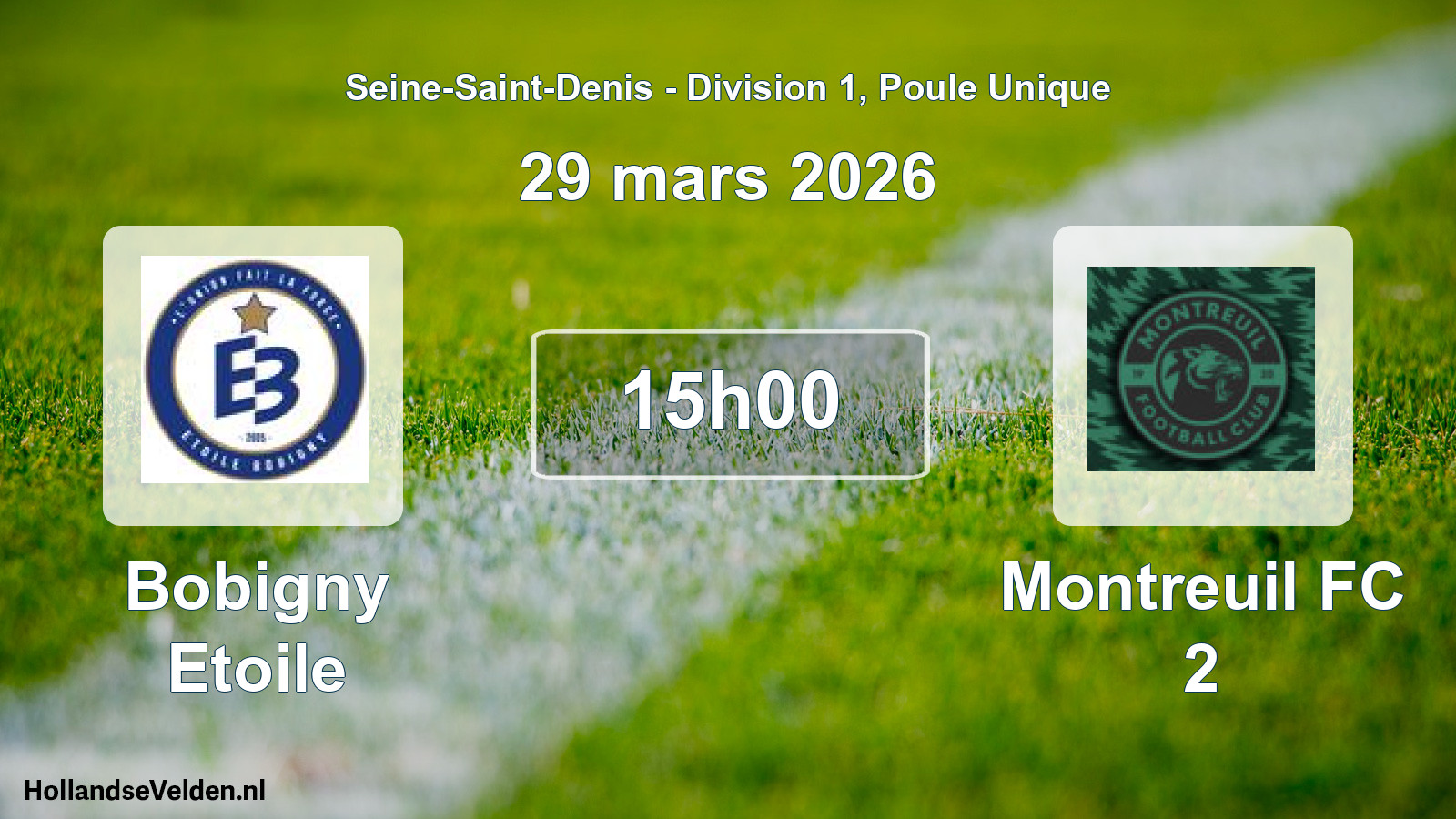Match programmé: Bobigny Etoile - Montreuil FC 2 (29 mars 2026)