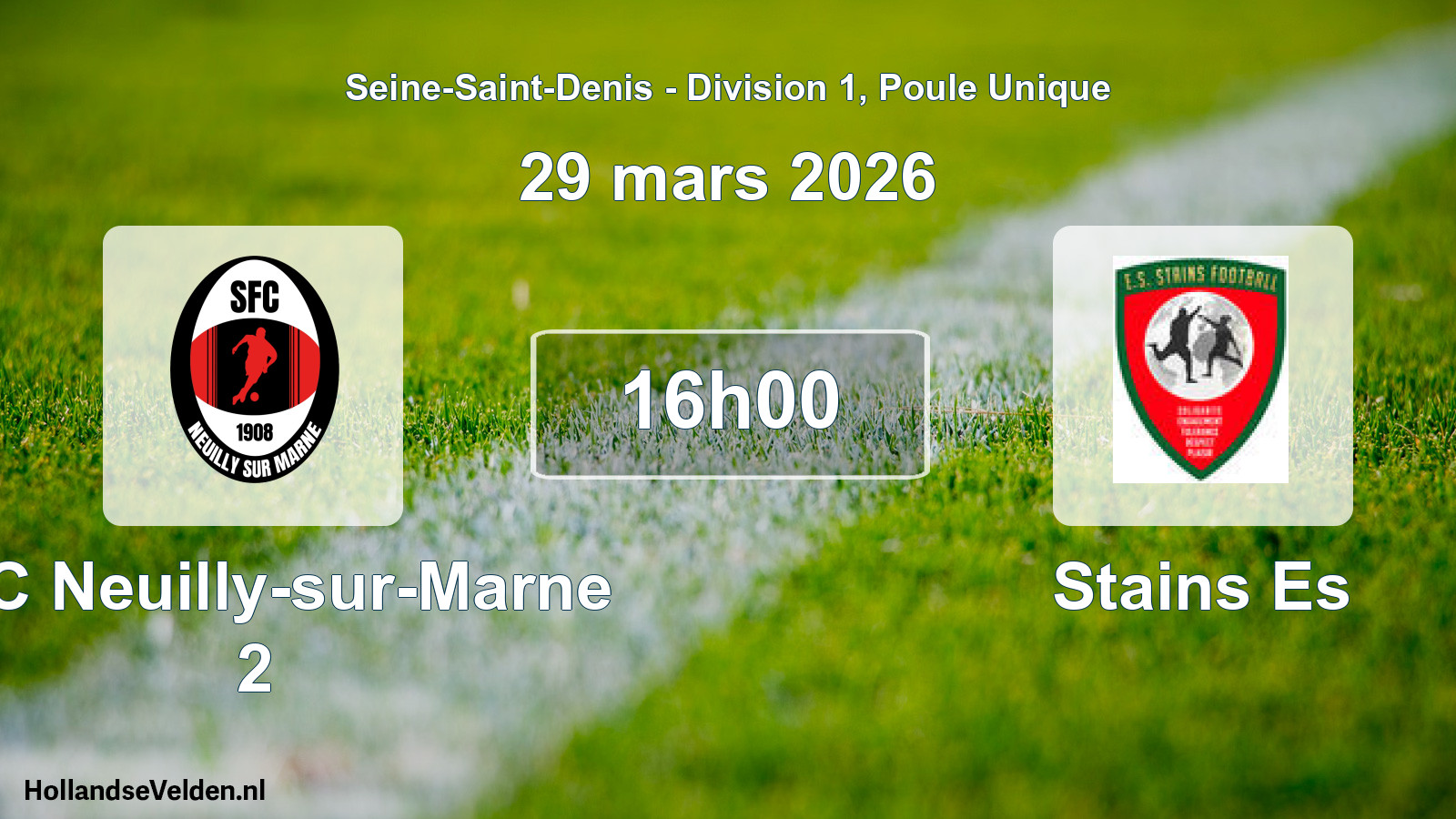 Match programmé: SFC Neuilly-sur-Marne 2 - Stains Es (29 mars 2026)