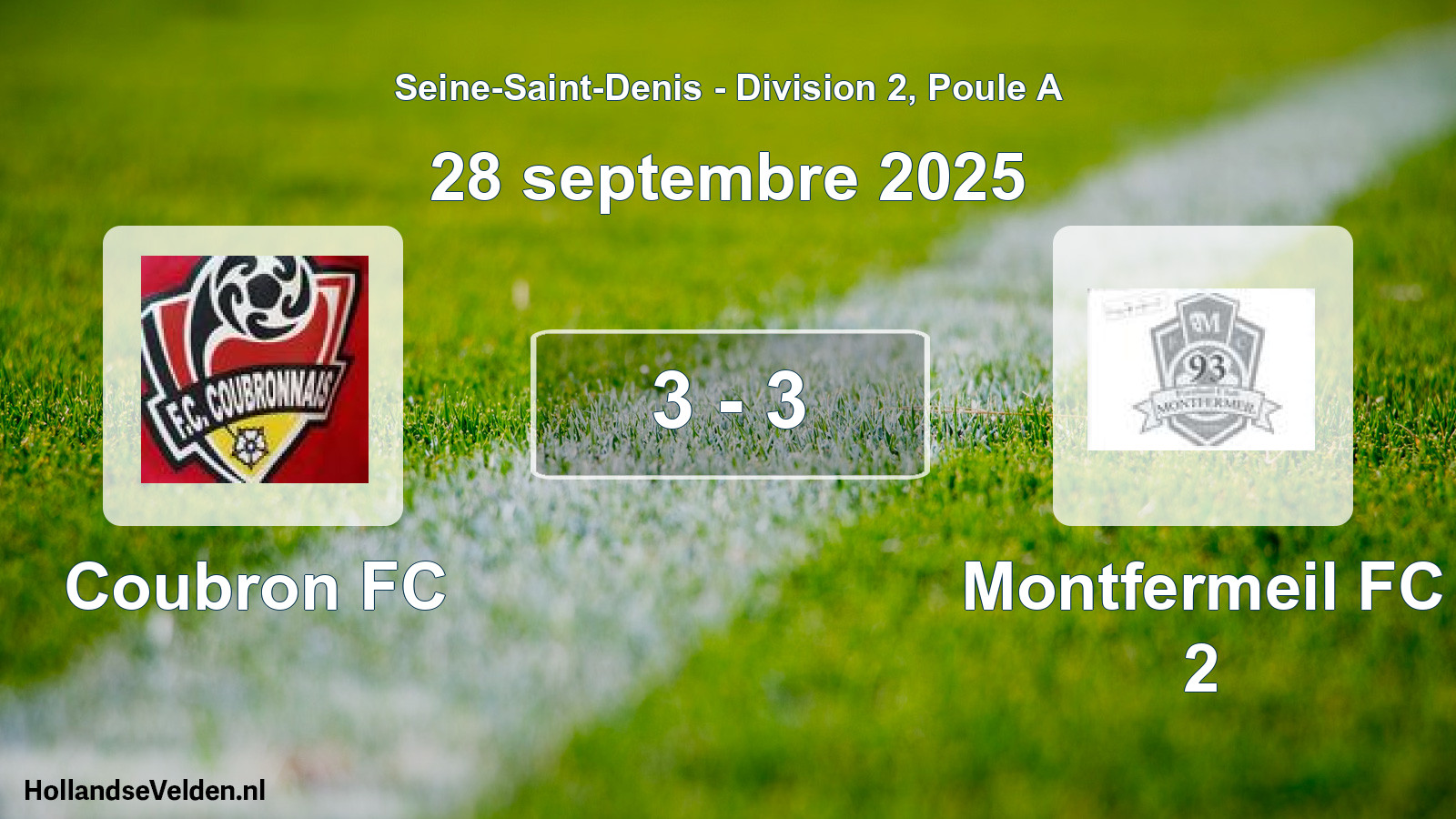 Match joué: Coubron FC - Montfermeil FC 2 3 - 3 (28 septembre 2025)