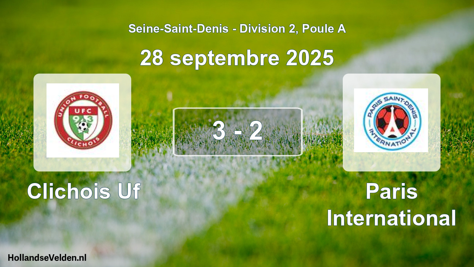 Gespeelde wedstrijd: Clichois Uf - Paris International 3 - 2 (28 september 2025)