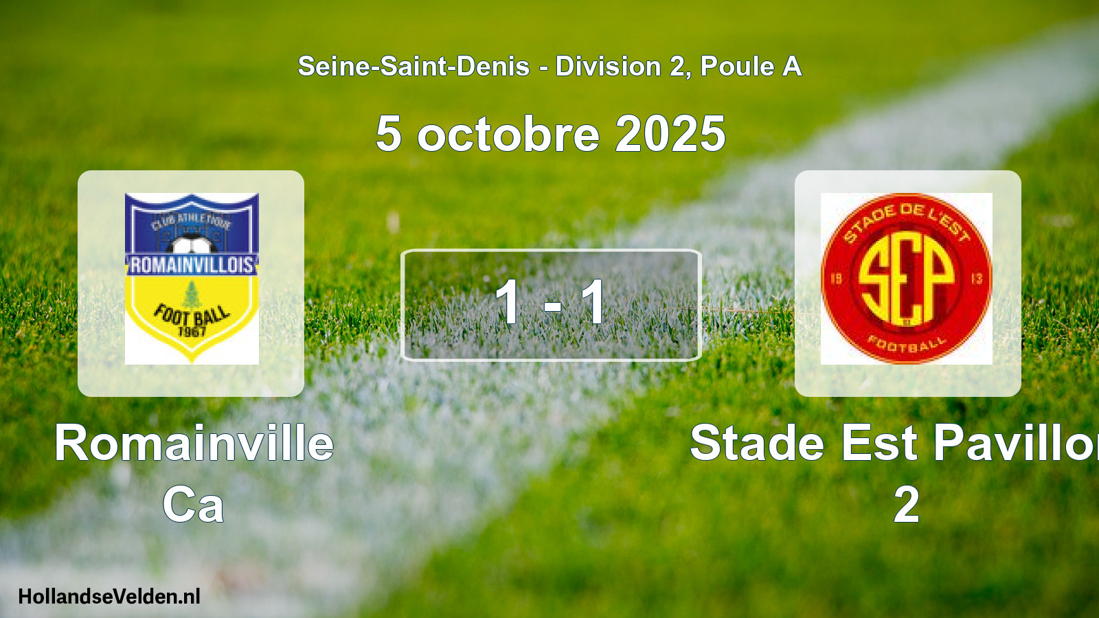 Gespeelde wedstrijd: Romainville Ca - Stade Est Pavillon 2 1 - 1 (5 oktober 2025)