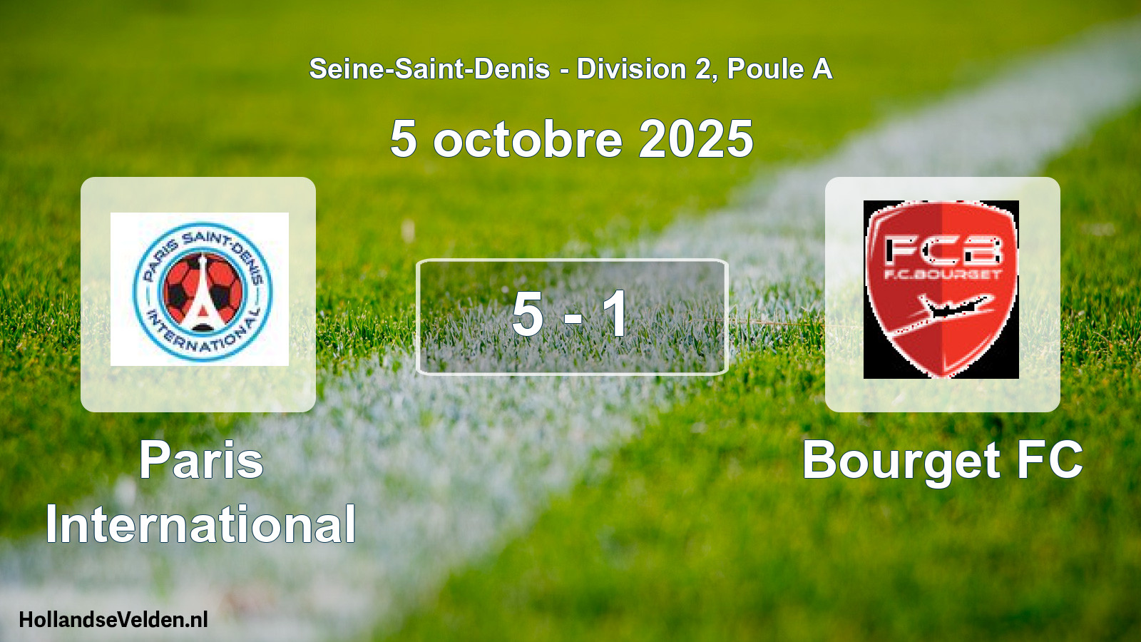 Gespeelde wedstrijd: Paris International - Bourget FC 5 - 1 (5 oktober 2025)