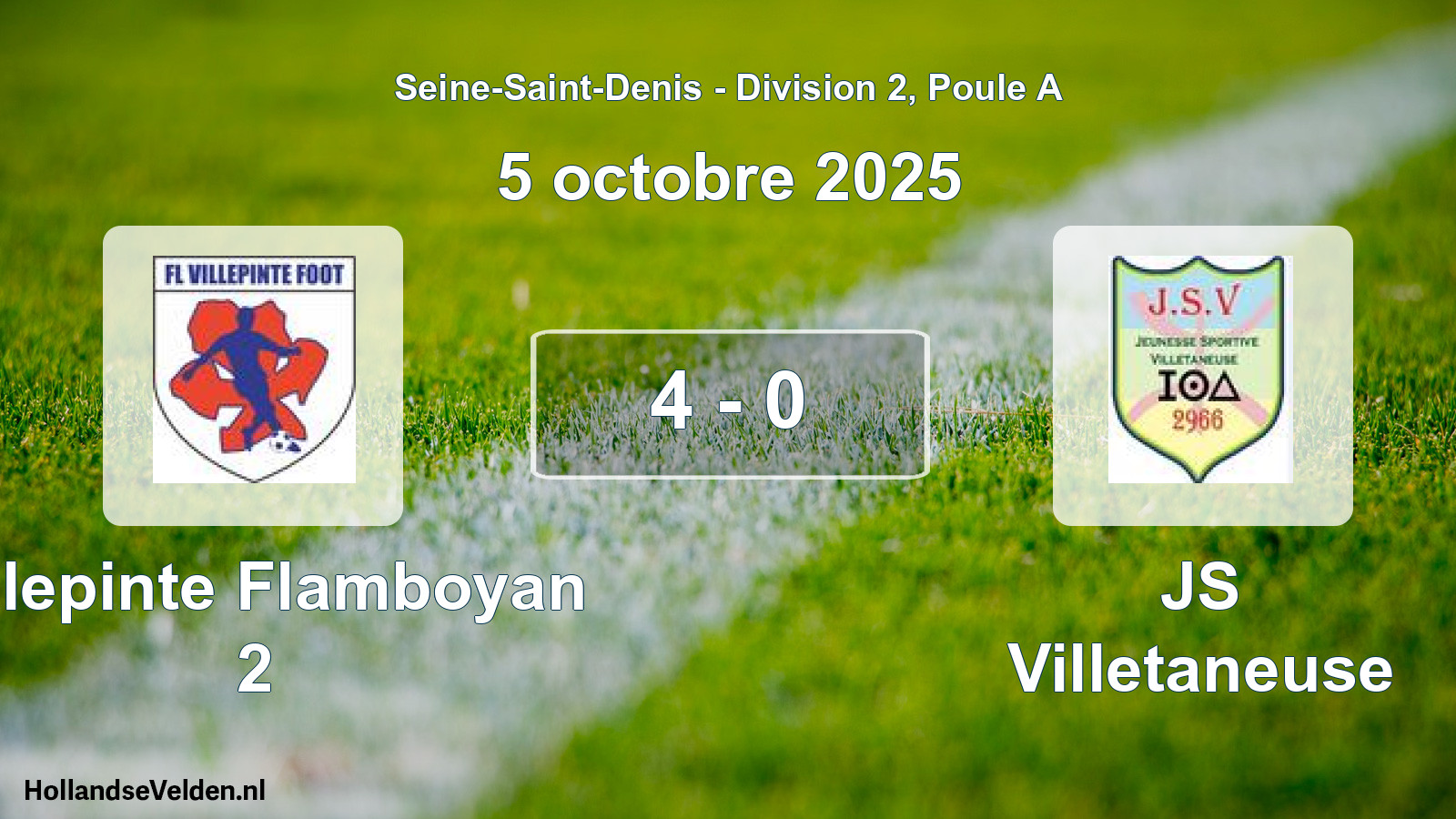 Gespeelde wedstrijd: Villepinte Flamboyan 2 - JS Villetaneuse 4 - 0 (5 oktober 2025)