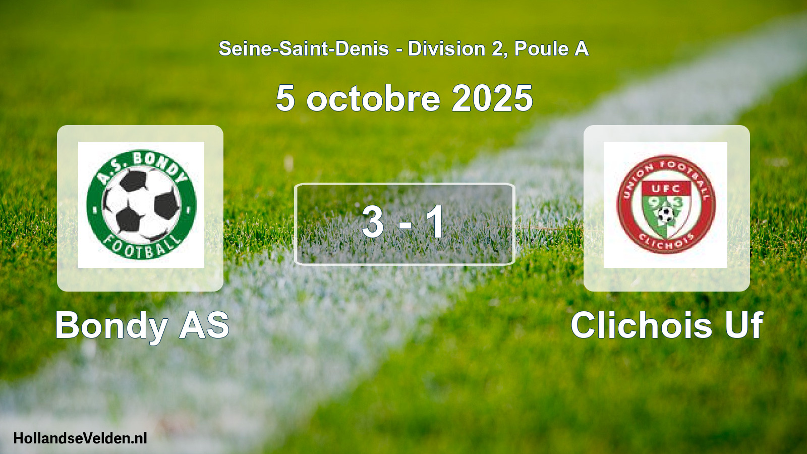 Match joué: Bondy AS - Clichois Uf 3 - 1 (5 octobre 2025)