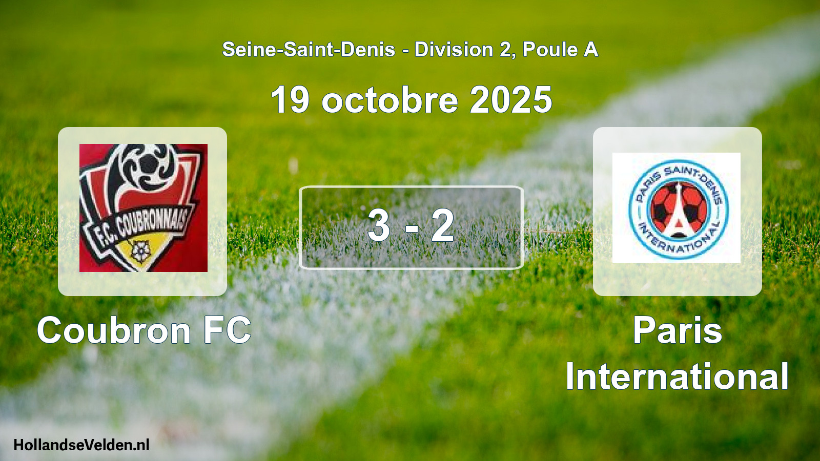 Gespeelde wedstrijd: Coubron FC - Paris International 3 - 2 (19 oktober 2025)