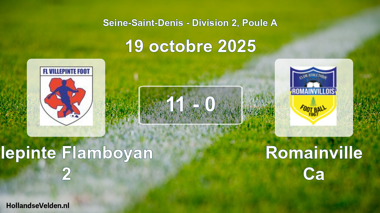 Match joué: Villepinte Flamboyan 2 - Romainville Ca 11 - 0 (19 octobre 2025)