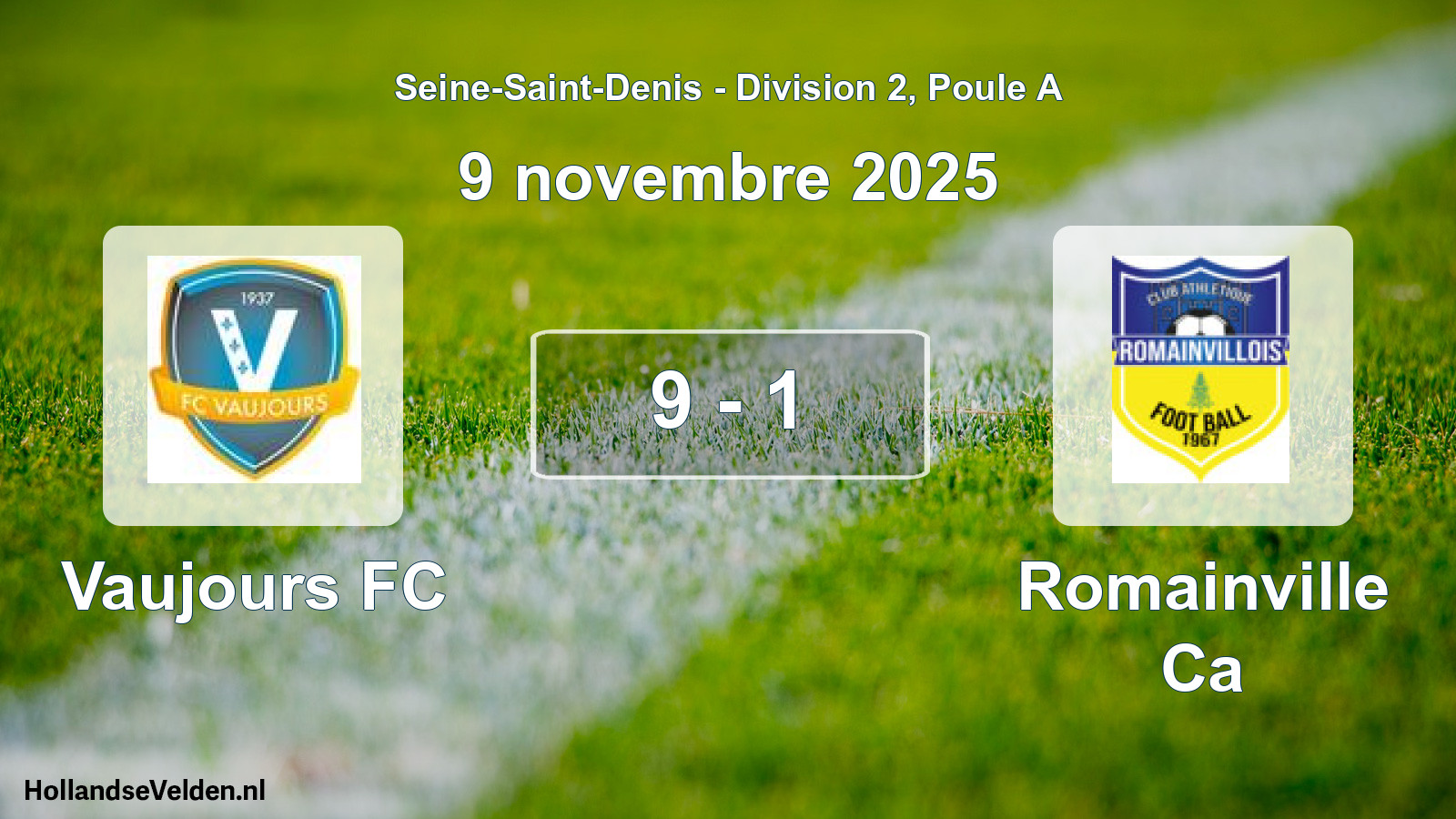 Match joué: Vaujours FC - Romainville Ca 9 - 1 (9 novembre 2025)