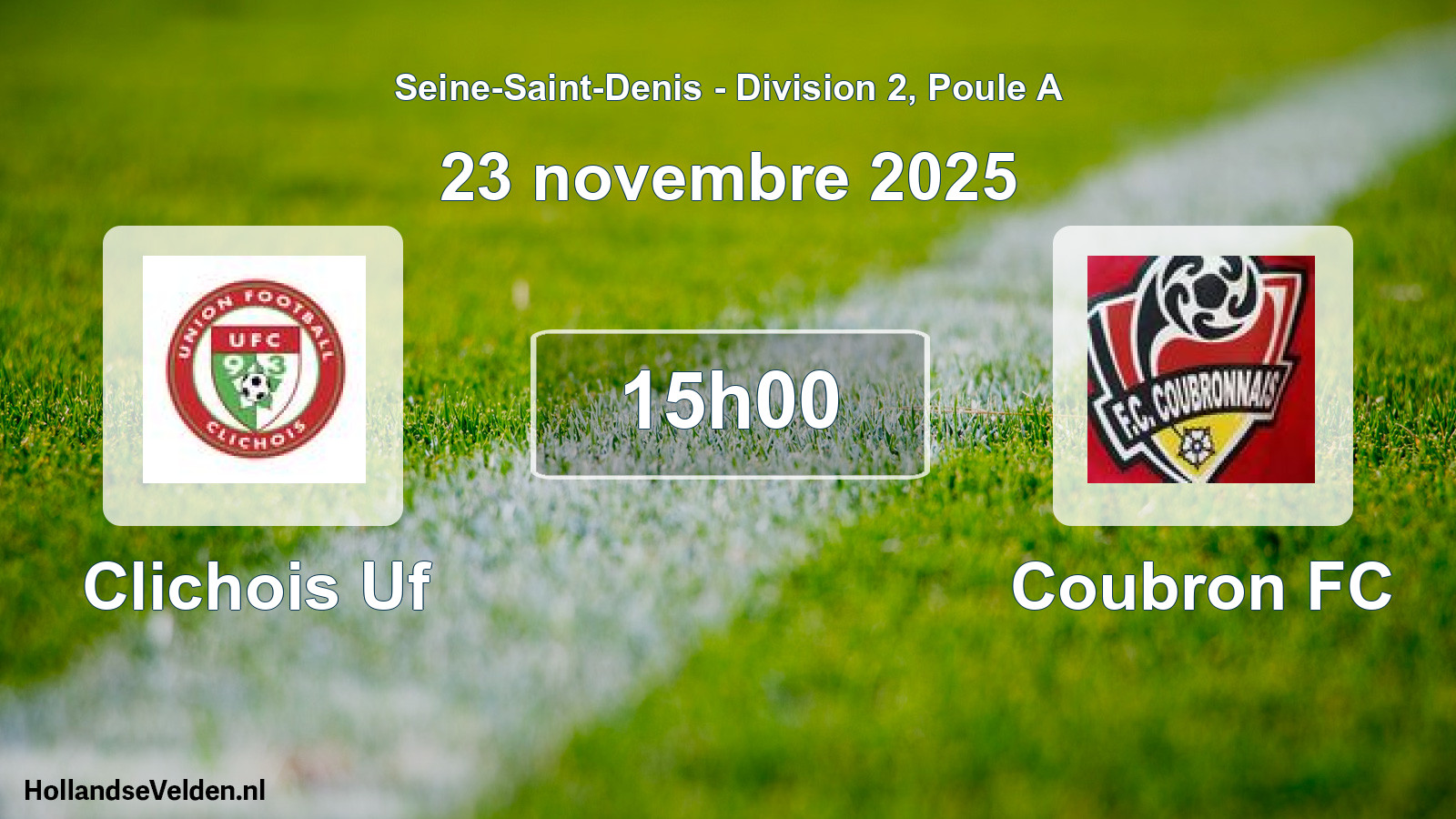 Match programmé: Clichois Uf - Coubron FC (23 novembre 2025)