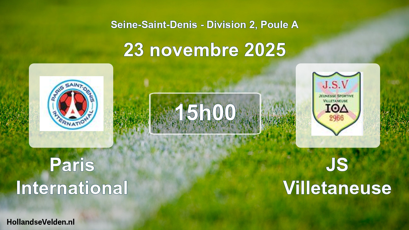 Match programmé: Paris International - JS Villetaneuse (23 novembre 2025)