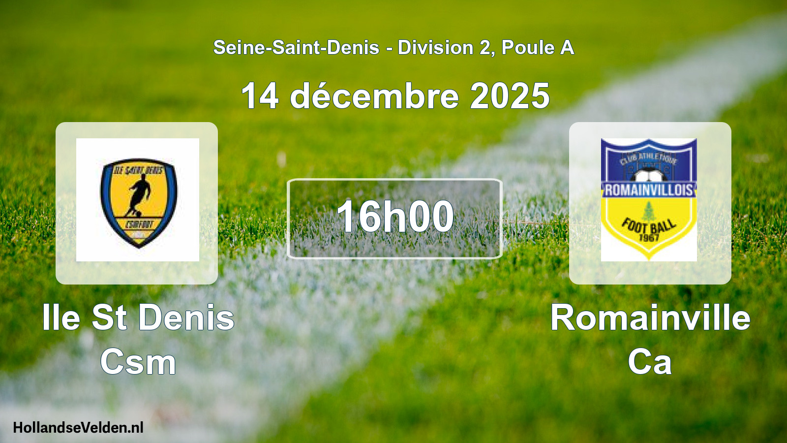 Match programmé: Ile St Denis Csm - Romainville Ca (14 décembre 2025)