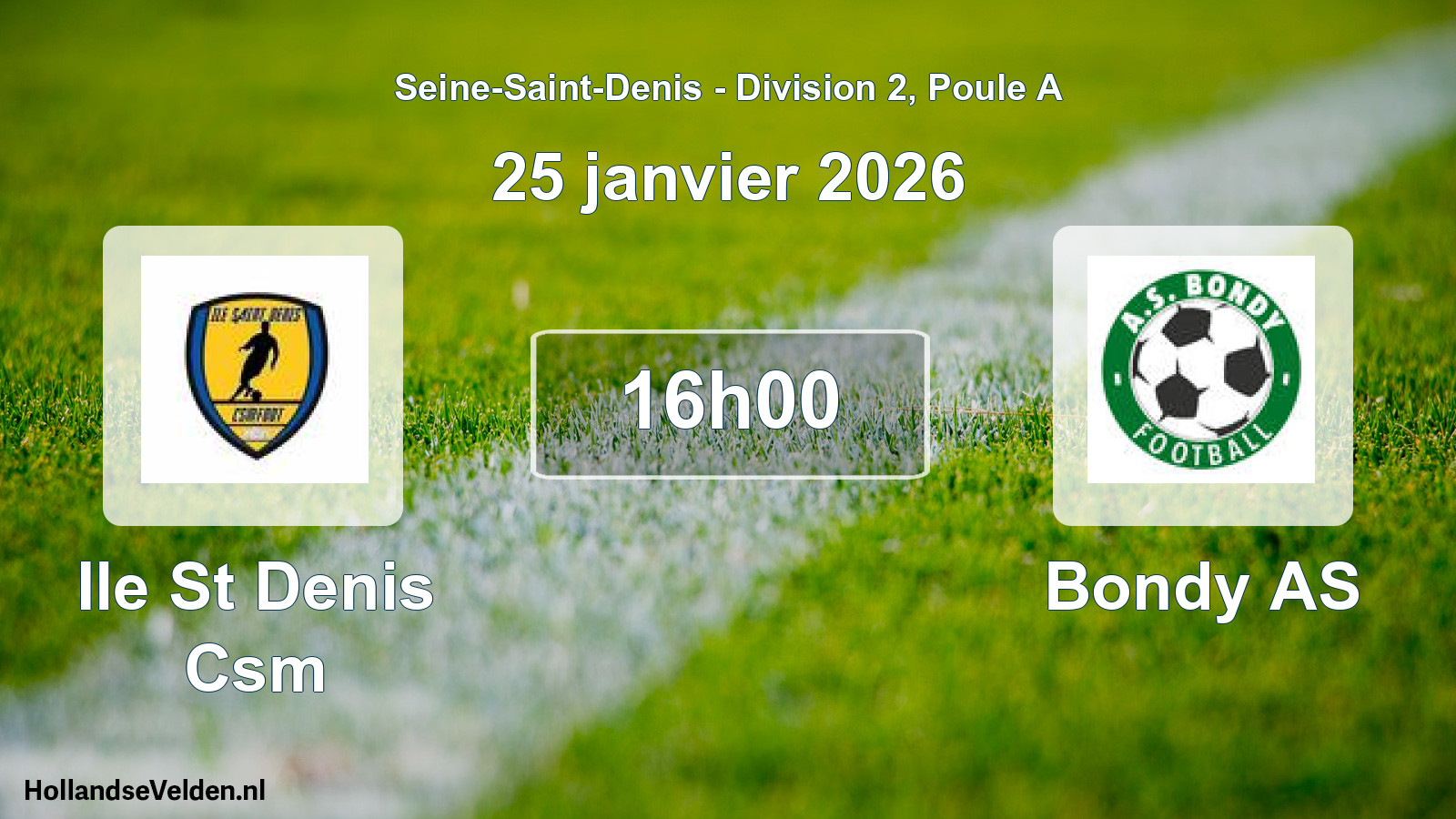 Match programmé: Ile St Denis Csm - Bondy AS (25 janvier 2026)