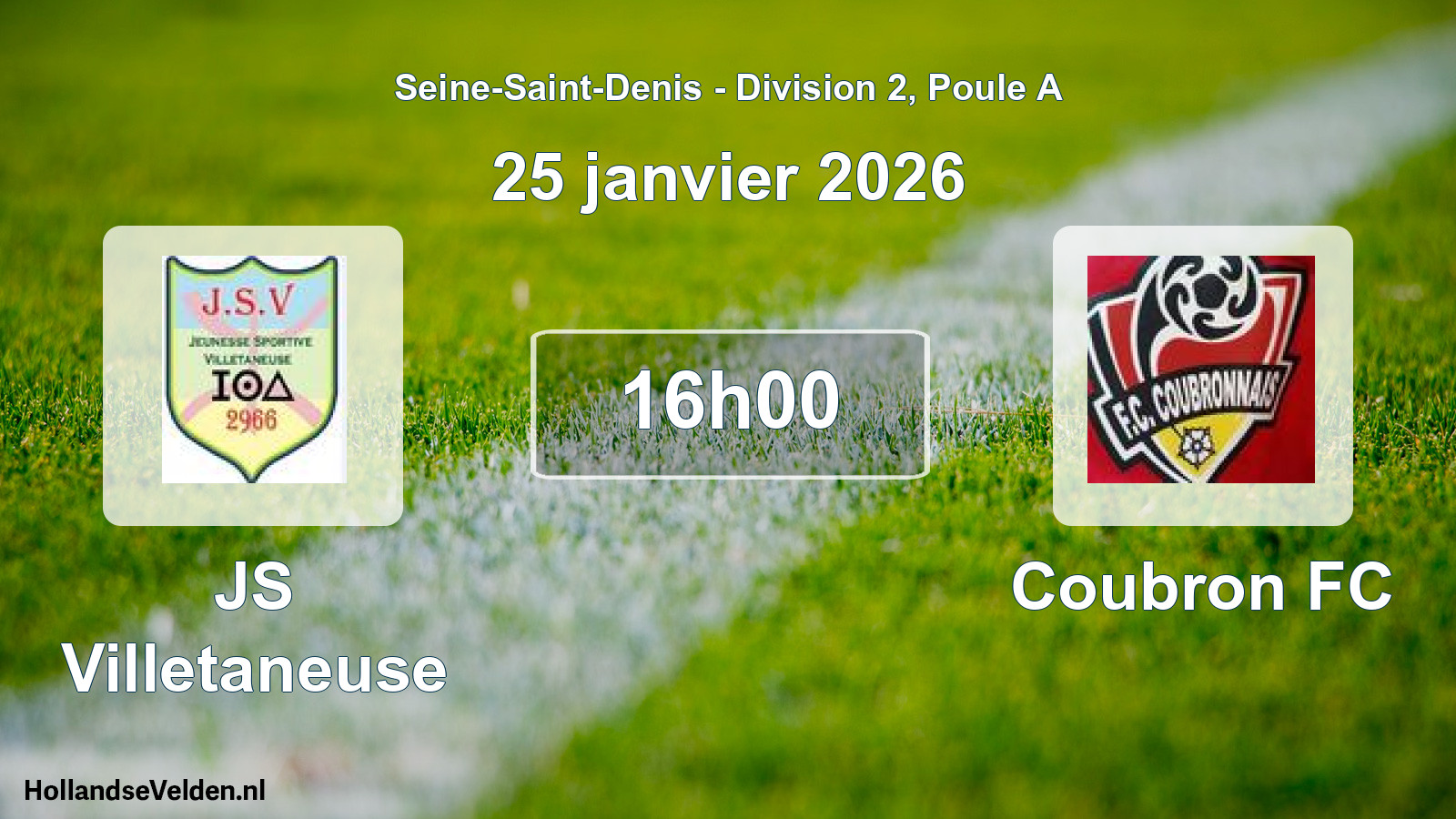 Geplande wedstrijd: JS Villetaneuse - Coubron FC (25 januari 2026)