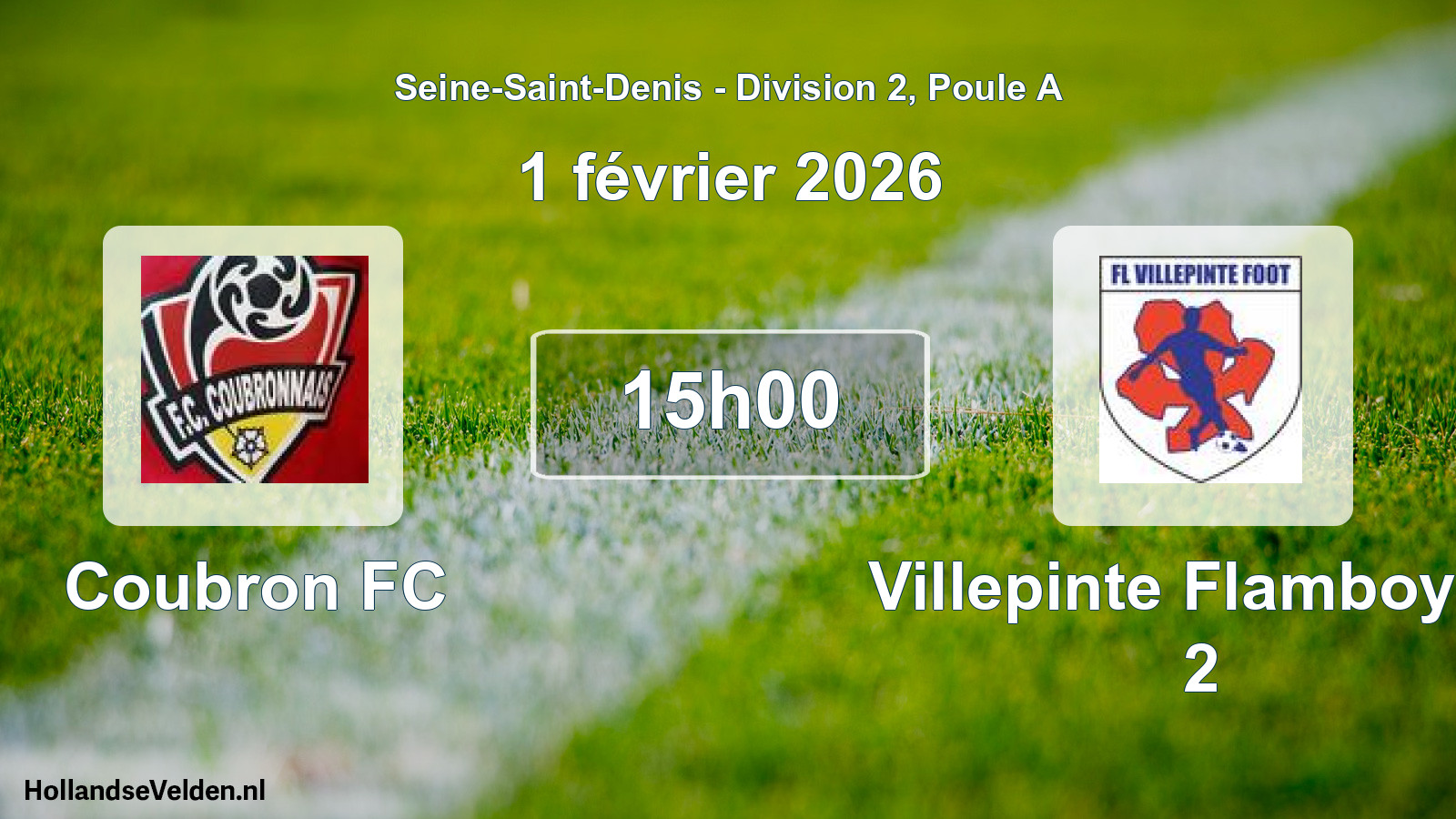 Match programmé: Coubron FC - Villepinte Flamboyan 2 (1 février 2026)