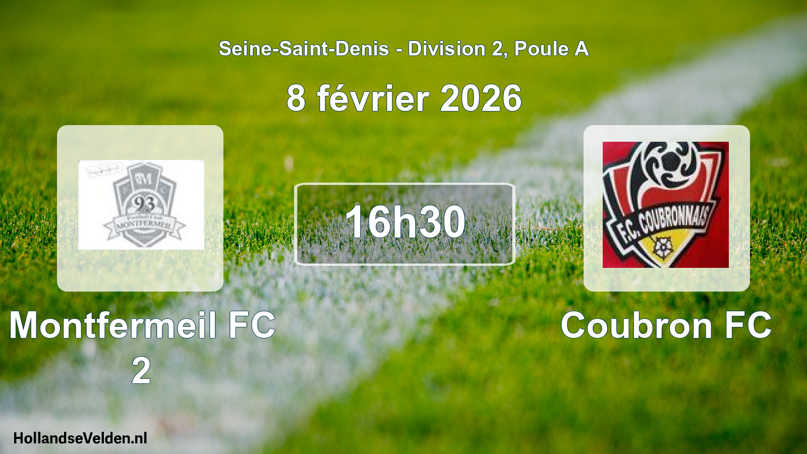Match programmé: Montfermeil FC 2 - Coubron FC (8 février 2026)