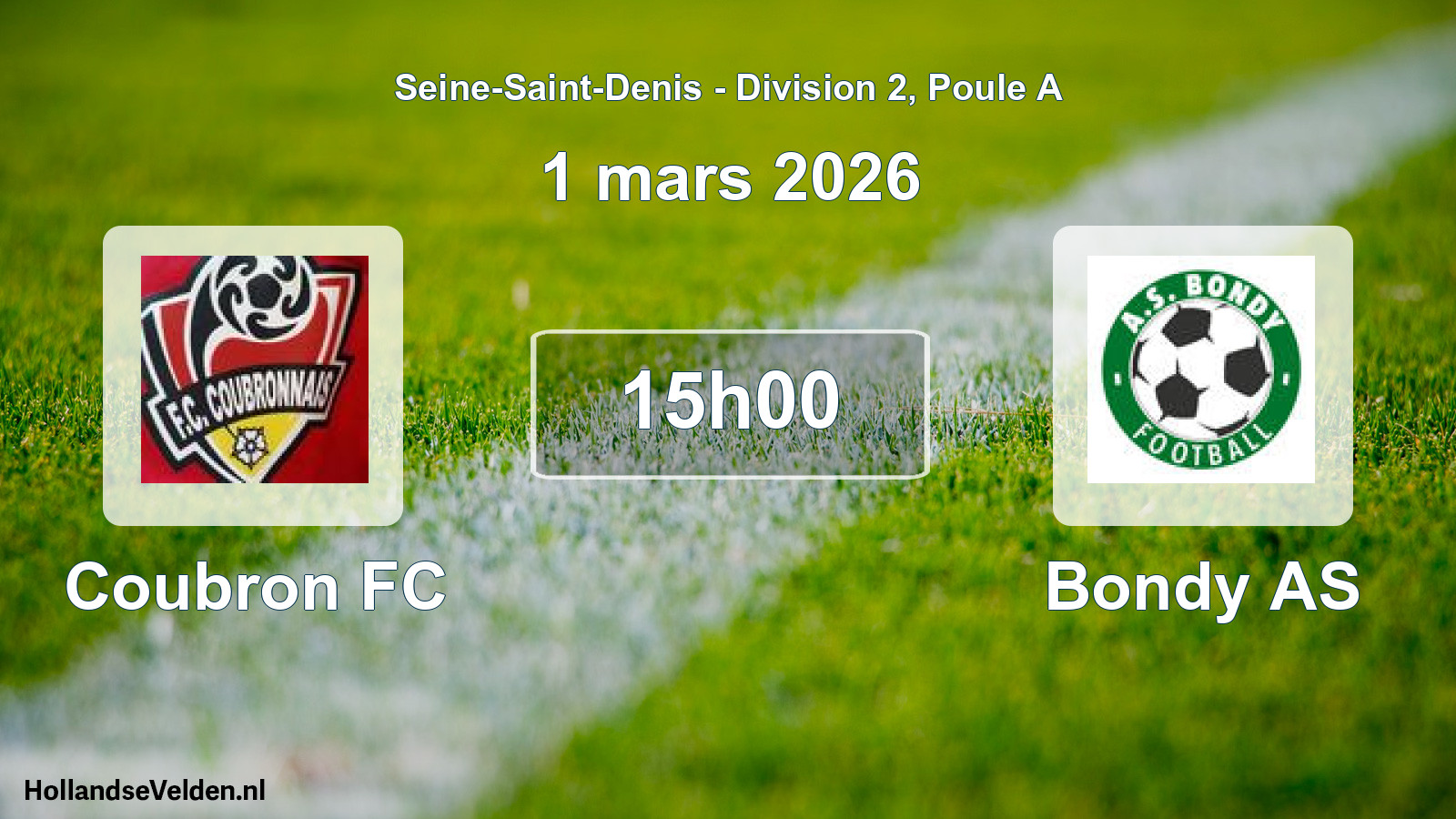 Match programmé: Coubron FC - Bondy AS (1 mars 2026)