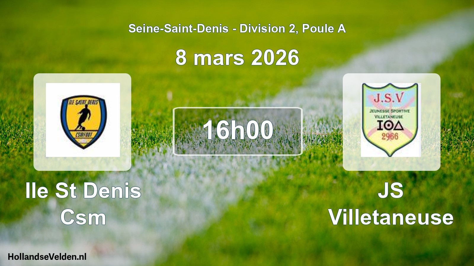 Match programmé: Ile St Denis Csm - JS Villetaneuse (8 mars 2026)