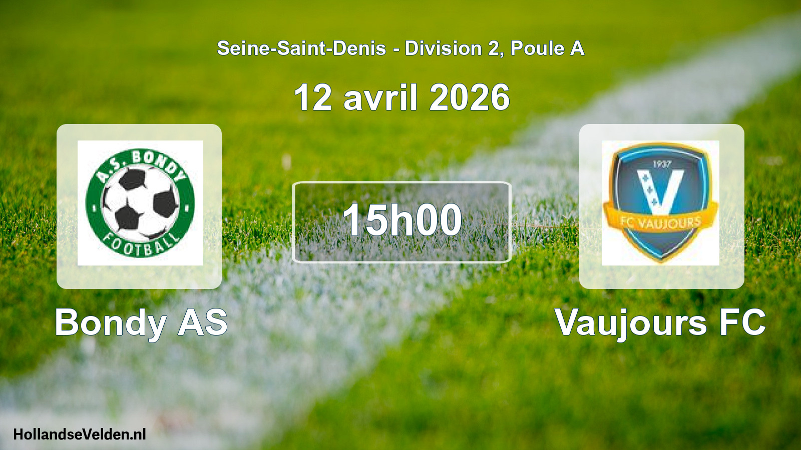 Match programmé: Bondy AS - Vaujours FC (12 avril 2026)