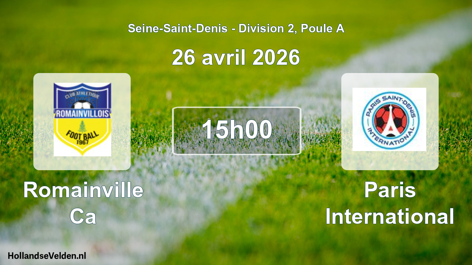 Match programmé: Romainville Ca - Paris International (26 avril 2026)