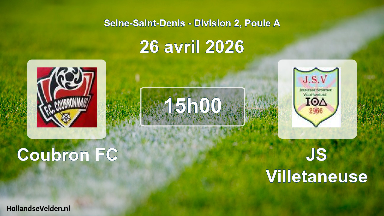 Match programmé: Coubron FC - JS Villetaneuse (26 avril 2026)