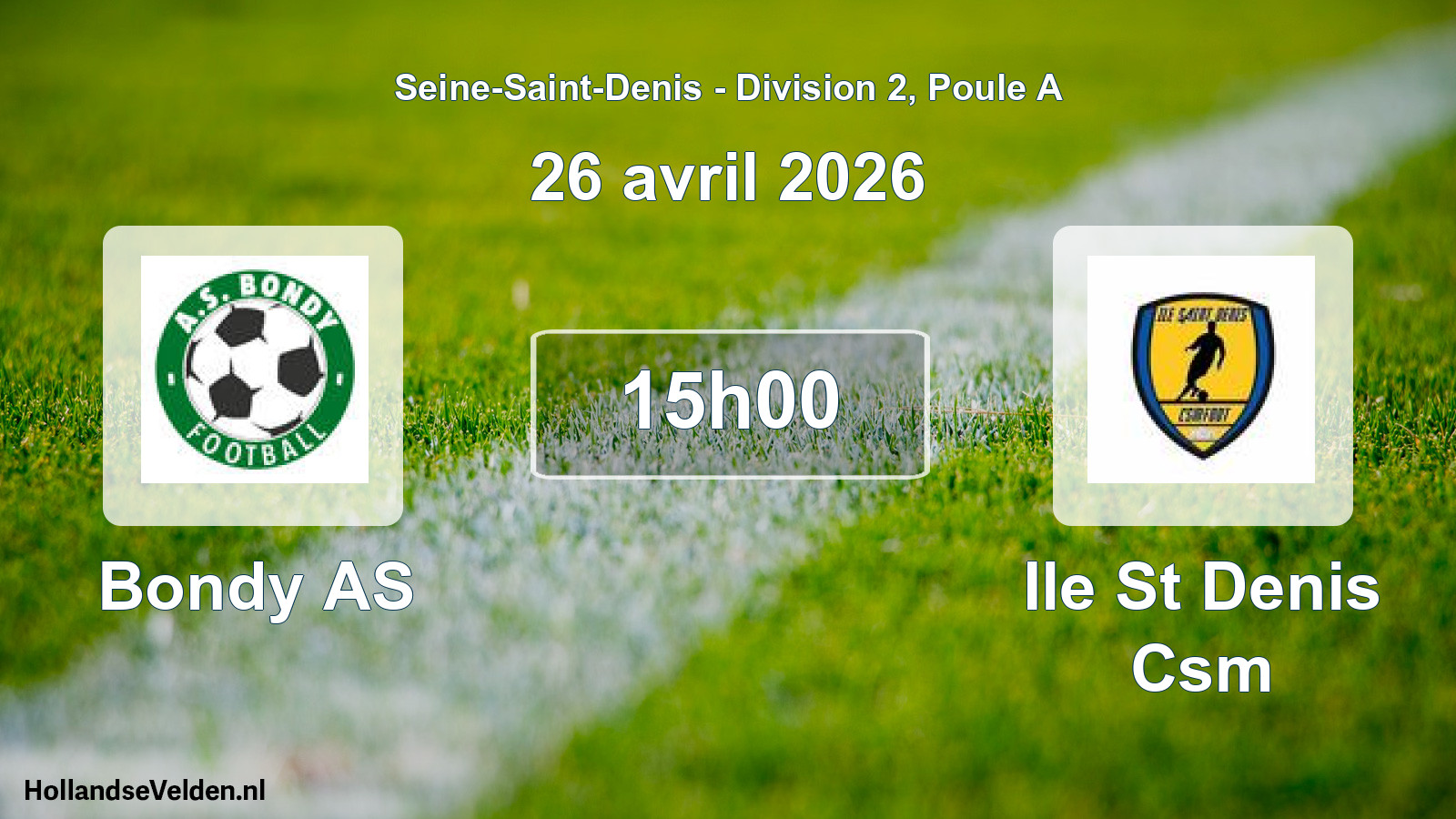 Match programmé: Bondy AS - Ile St Denis Csm (26 avril 2026)